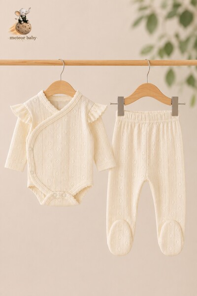 METEOR BABY Baby Girl Booties and Snap-On Bodysuit Set, Soft Textured, 0 3 6 ...