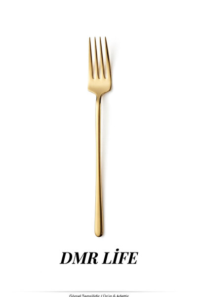 DMR LİFE Hayal Titanium Gold Dinner Forks 6 Pieces Boxed (18/10)