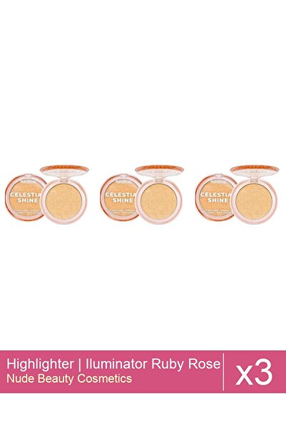 Makeup Set 3x Highlighter | Ruby Rose Highlighter - Celestial Shine 03 Champa...