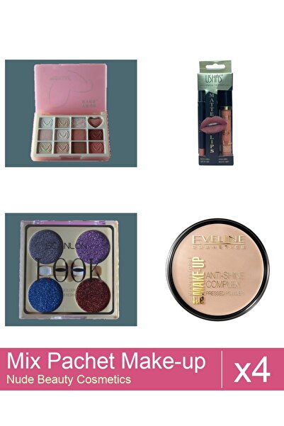 Makeup Set Mix 4 produse Palete Makeup: Ushas Ruj + Creion . nr 17, Paleta de...