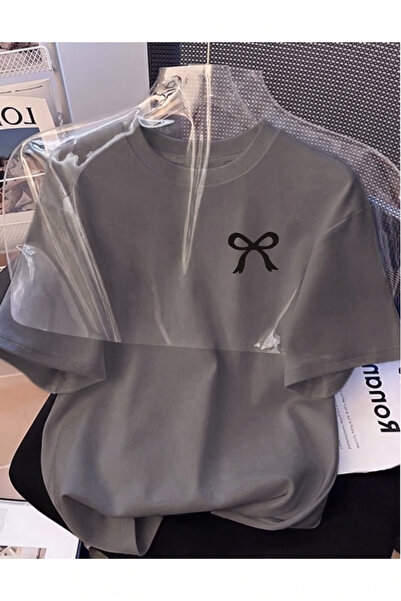 shidumanlar Unisex Erkek/Kadın Mini Kurdele Özel Baskılı Oversize Pamuklu Bis...