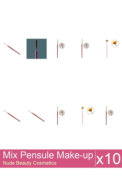 Makeup Mix Set 10 products Makeup Brushes: Cat's Tongue Gel Brush - No.2, Man...