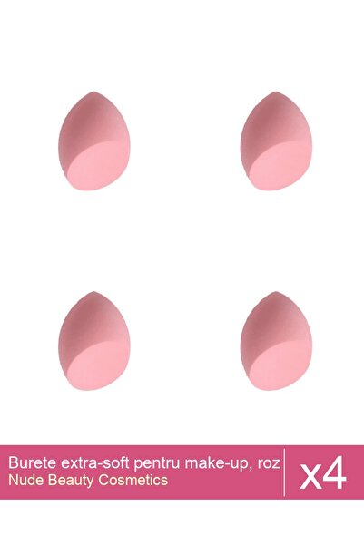 Makeup Set of 4 extra-soft make-up sponges, pale pink - beveled