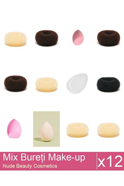 Makeup Set Mix 12 produse Bureti: Burete coc blond - 9 cm diametru, Burete ex...