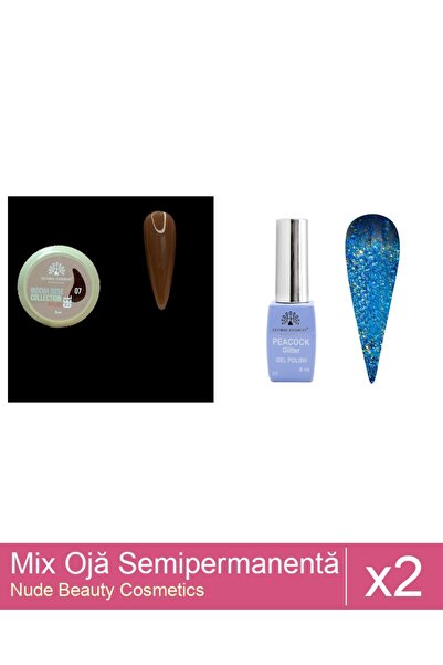Makeup Set Mix 2 produse Nail Oja: Oja semipermanenta Peacock 8 ml, 03, Globa...