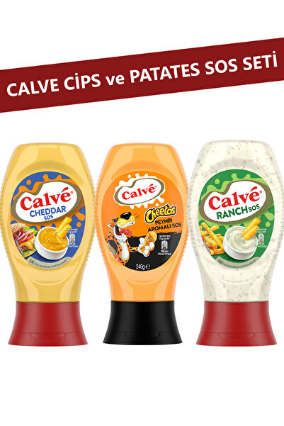 Calve Cips ve Patates Sos Seti 3’lü (Cheetos, Ranch, Cheddar Sos)
