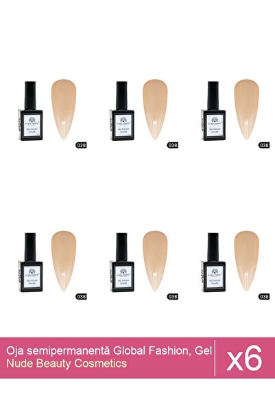 Makeup Set 6x Oja semipermanentă Global Fashion, Gel polish Elite Glow 15 ml,038