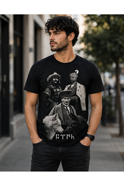 ENSUENO Unisex Bozkurt TÜRK basklı T-Shirt