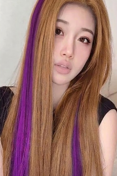 CAŞ DEKORASYON Purple Color Side Snap Hairpiece Straight-50 cm (2 Pieces)