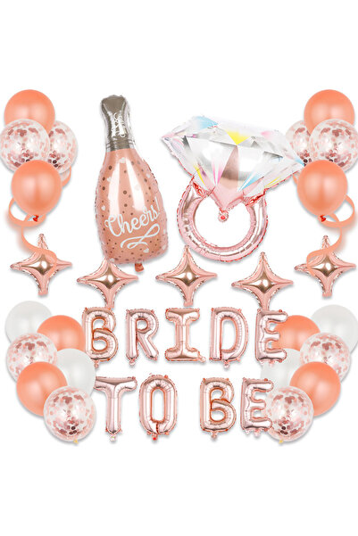Velaris Set de baloane „Bride To Be” în nuanță roz-auriu – Inel cu diamant și...