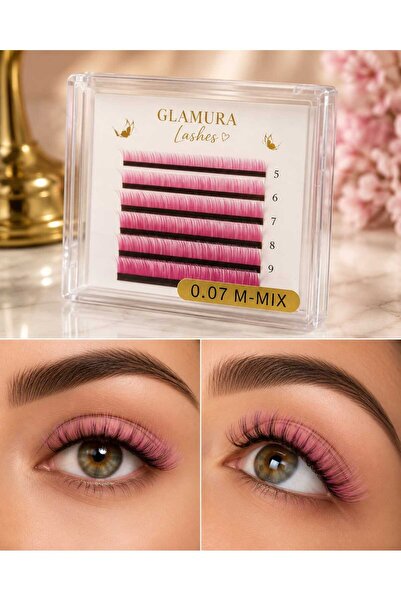 Glamura Lashes Extensii Gene Colorate Glamura Lashes, Candy Pink, Curbura M, ...