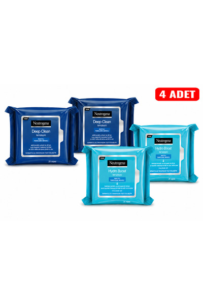 Neutrogena HydroBoost + Deepclean Makyaj Temizleme Mendili 25 Adet X 4 Adet