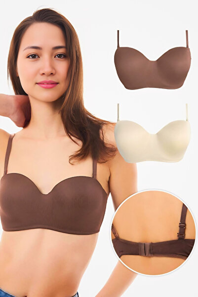Homay 2-Piece Gathered Non-Padded Detachable Strapless Underwire Bra