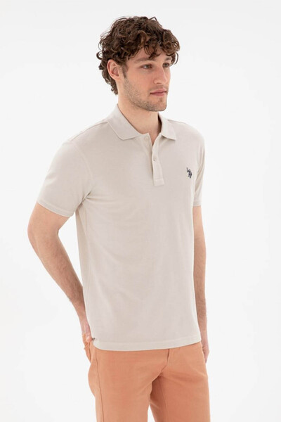 U.S. Polo Assn. Gtp04Iy026 Stone Men's Polo Neck T-Shirt Pu-8731