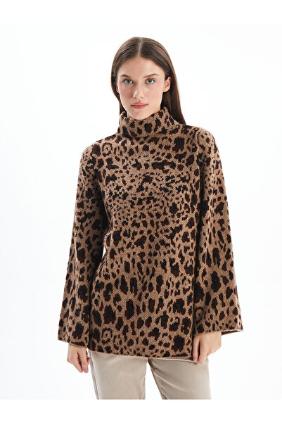 LC Waikiki Nevavm Farkıyla Praia Leopard Patterned and High-Necked Sweater Le...