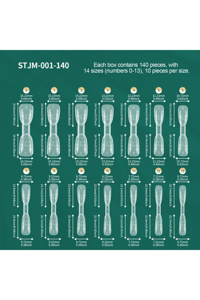 Choice STJM-001-140 Nailpop Dual Forms Nail System 140Pcs Brand Square Coffin...