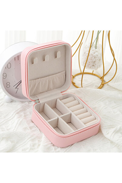 Choice1 Pink 1PC Portable Travel Jewelry Organizer Small Leather Case Ladies ...