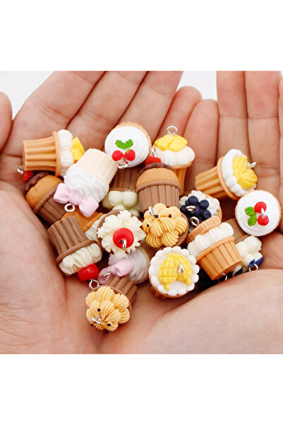 Choice 10pcs mix 10pcs Fruits Cup Cake Food Resin Charms Cute Kawaii Pendant ...