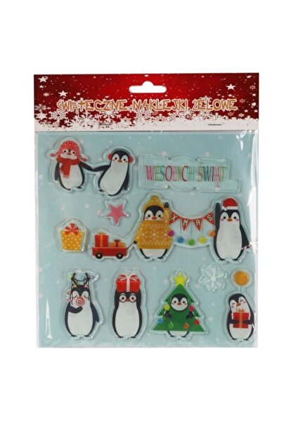 Goliat Set de autocolante decorative, autoadezive, din gel, Pinguini, 24 cm