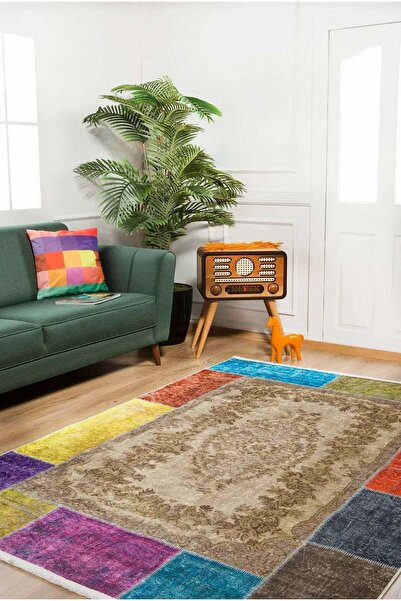 halinet Halı.Net Cream Classic Washable Non-Slip Living Room Carpet Haln-Hln317
