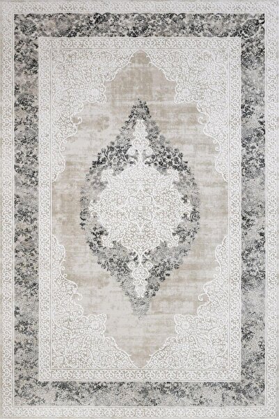 halinet Antrasit Modern Yıkanabilir Kaymaz Salon Halısı Lxs_Nalia-4049AA-300x600