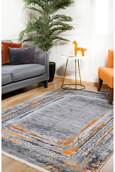halinet Halı.Net Gray Modern Washable Non-Slip Living Room Carpet Haln-Hln1201