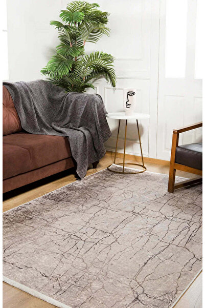 halinet Halı.Net Beige Modern Washable Non-Slip Living Room Carpet Haln-Hln1537