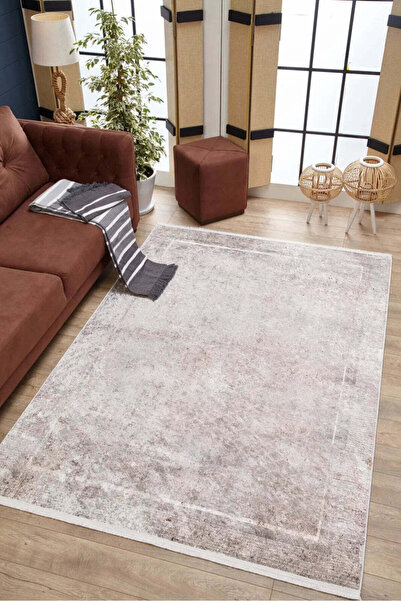 halinet Halı.Net Cream Modern Washable Non-Slip Living Room Carpet Haln-Hln1820