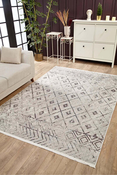 halinet Halı.Net Beige Modern Washable Non-Slip Living Room Carpet Haln-Hln1840