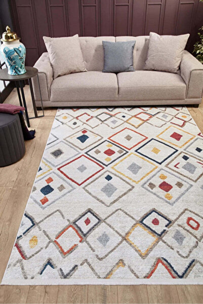 halinet Halı.Net Gray Modern Washable Non-Slip Living Room Carpet Haln-Hln1564