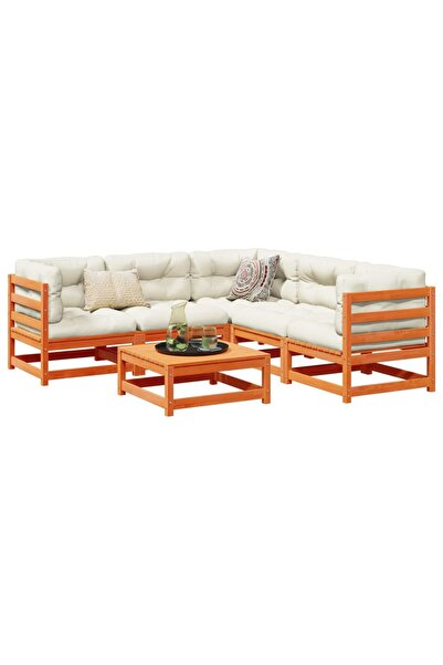 vidaxl Set mobilier de gradina cu perne, 6 piese, lemn masiv de pin