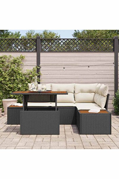 vidaxl Set de canapele pentru gradina 5 pcs Negru Rattan poli
