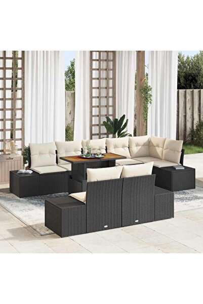 vidaxl Set de canapele pentru gradina 9 pcs Negru Rattan poli