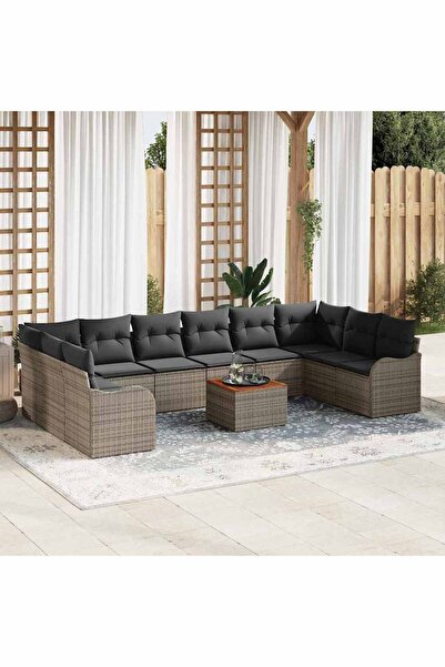 vidaxl Set de canapele pentru gradina 11 pcs Gri poliratan