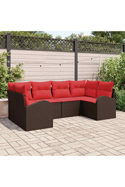 vidaxl Set de canapele pentru gradina cu perna 6 pcs Maro Poli Rattan