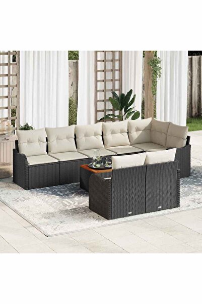 vidaxl Set de canapele pentru gradina 9 pcs Negru È™i Crem poliratan
