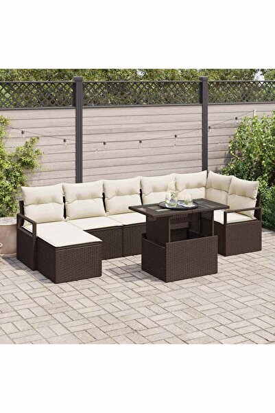 vidaxl Set de canapele pentru gradina 8 pcs Maro Rattan poli