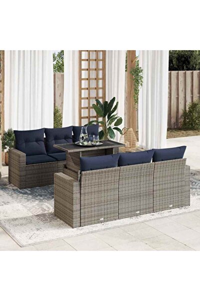 vidaxl Set canapele gradina cu perne 7 piese gri poliratan/lemn acacia