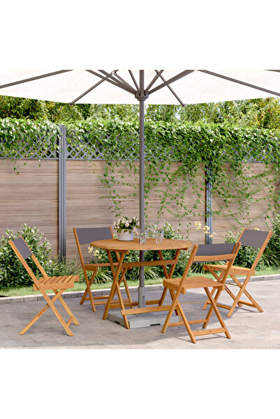 vidaxl Set mobilier de gradina 5 piese textil antracit/lemn masiv