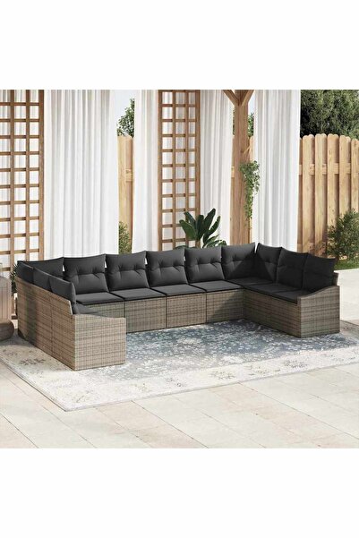 vidaxl Set de canapele pentru gradina 10 pcs Gri poliratan