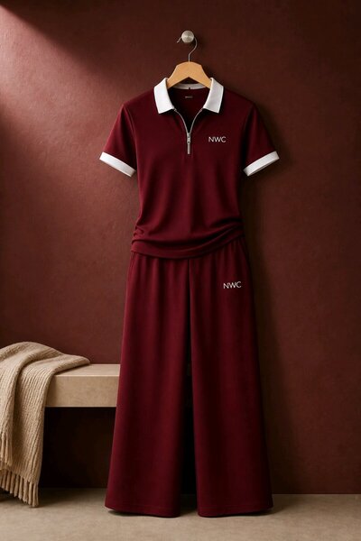 NWC MİA Set din două piese Burgundy, pantaloni din țesătură modală compactă, ...
