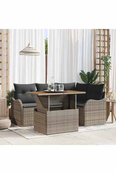 vidaxl Set de canapele pentru gradina 5 pcs Gri Rattan poli