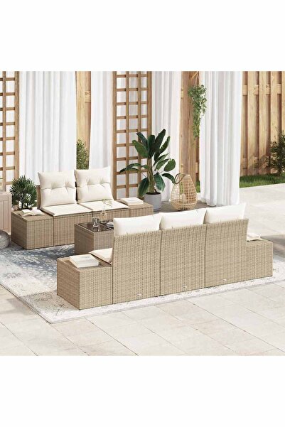 vidaxl Set de canapele pentru gradina 6 pcs Bej È™i crem poliratan