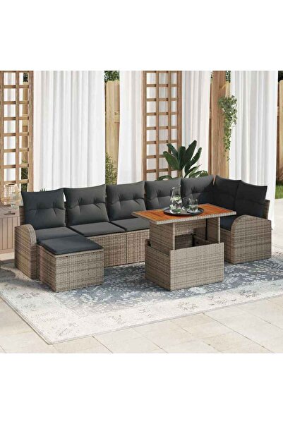 vidaxl Set de canapele pentru gradina 8 pcs Gri Rattan poli