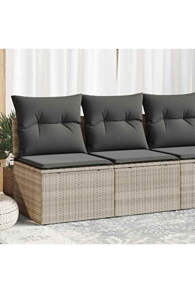 vidaxl Set canapea de gradina cu perne, 2 piese, gri deschis poliratan
