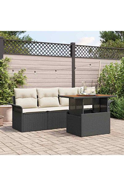 vidaxl Set de canapele pentru gradina 5 pcs Negru Rattan poli