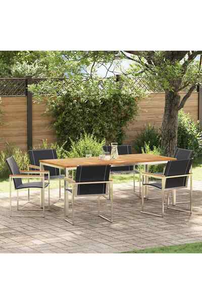 vidaxl Set de masa pentru gradina 7 pcs Maro Lemn Solid de Acacia