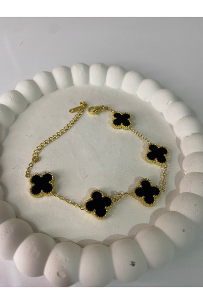 innotwinsshop Çelik gold renk yonca desenli bileklik