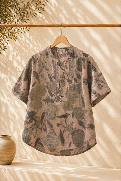 Defne&Apollon İpekçilik Botanica |   Handwoven 100% Cotton Ecoprint Shirt - S...