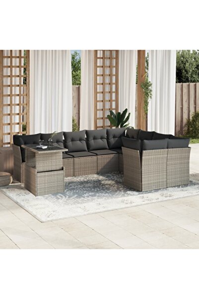 vidaxl Set canapele de gradina cu perne 10 piese gri deschis poliratan